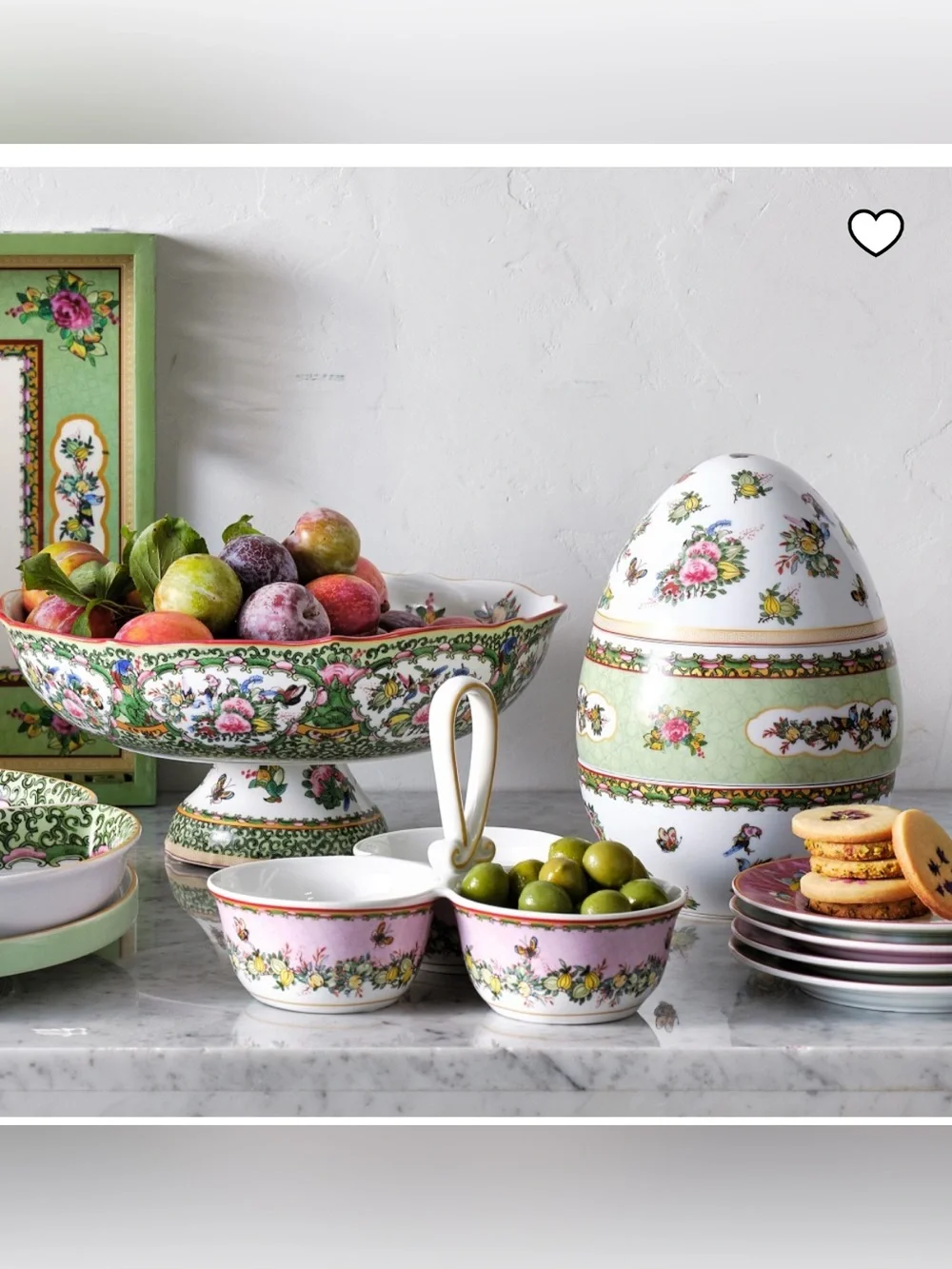 Brand New Williams Sonoma Porcelain Famille Rose Stackable Egg, NWT